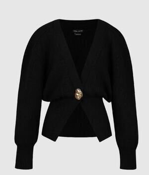 Urban Revivo V-Neck Knitted Cardigan Sweater Black Women’s Long Sleeve Sz 6